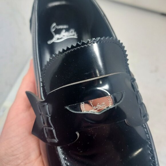 Christian Louboutin Womens Patent Black Leather Loafer - Picture 10 of 11